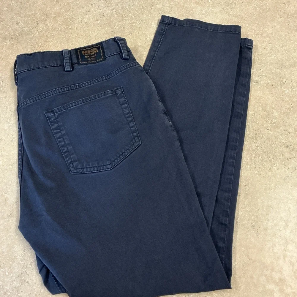 Brooks Brothers Men’s SZ 38/30 Slim Fit Stretch Cotton Garment Dyed Pants Navy